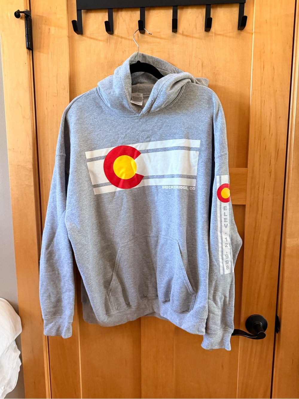 Gildan Gray Pullover Hoodie with Red & Yellow Colorado Emblem